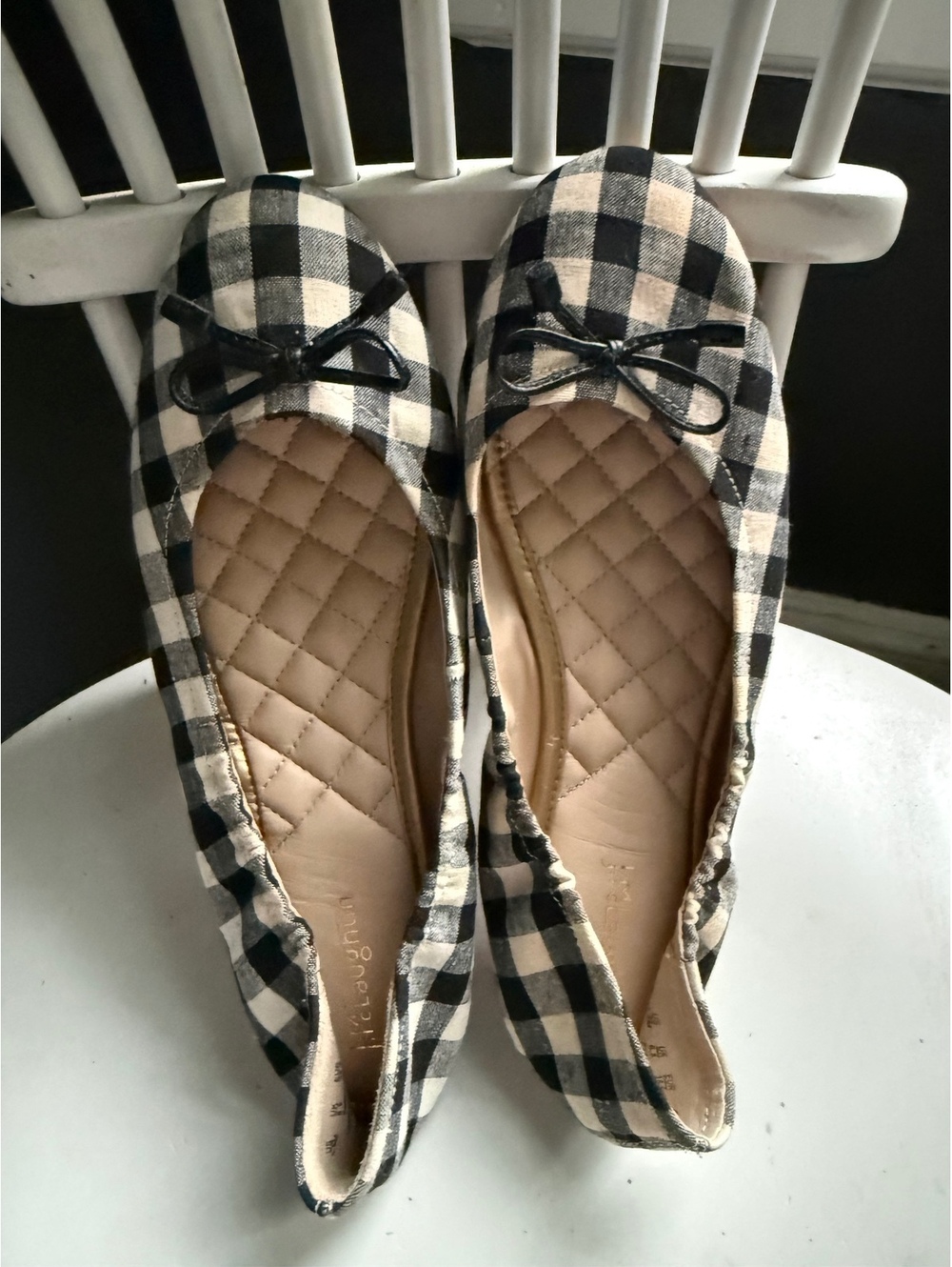 J. McLaughlin Black and White Plaid Ballet Flats Size 8.5